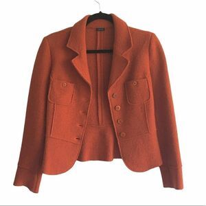 AND Wool Button Front Long Sleeve Blazer Jacket Burnt Orange S